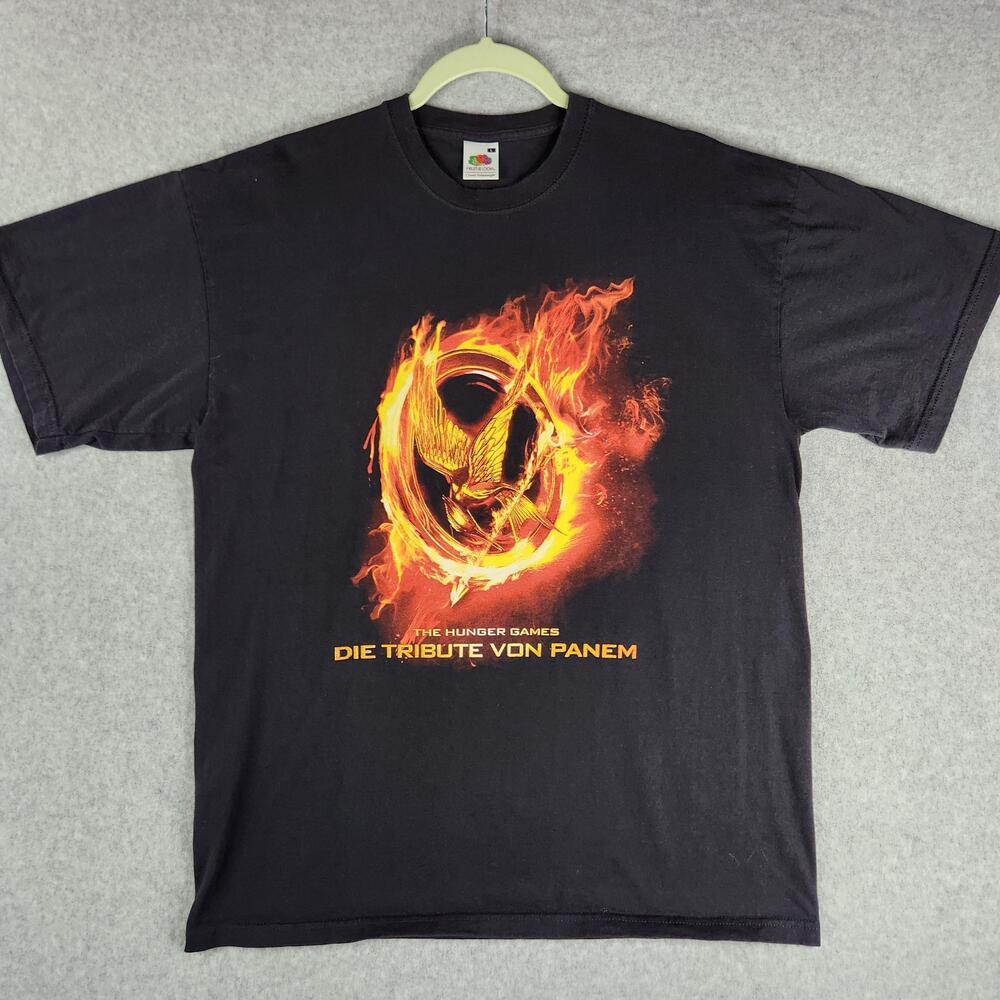 The Hunger Games Shirt Mens Large Black Mockingjay Die Tribute Von Panem Tee
